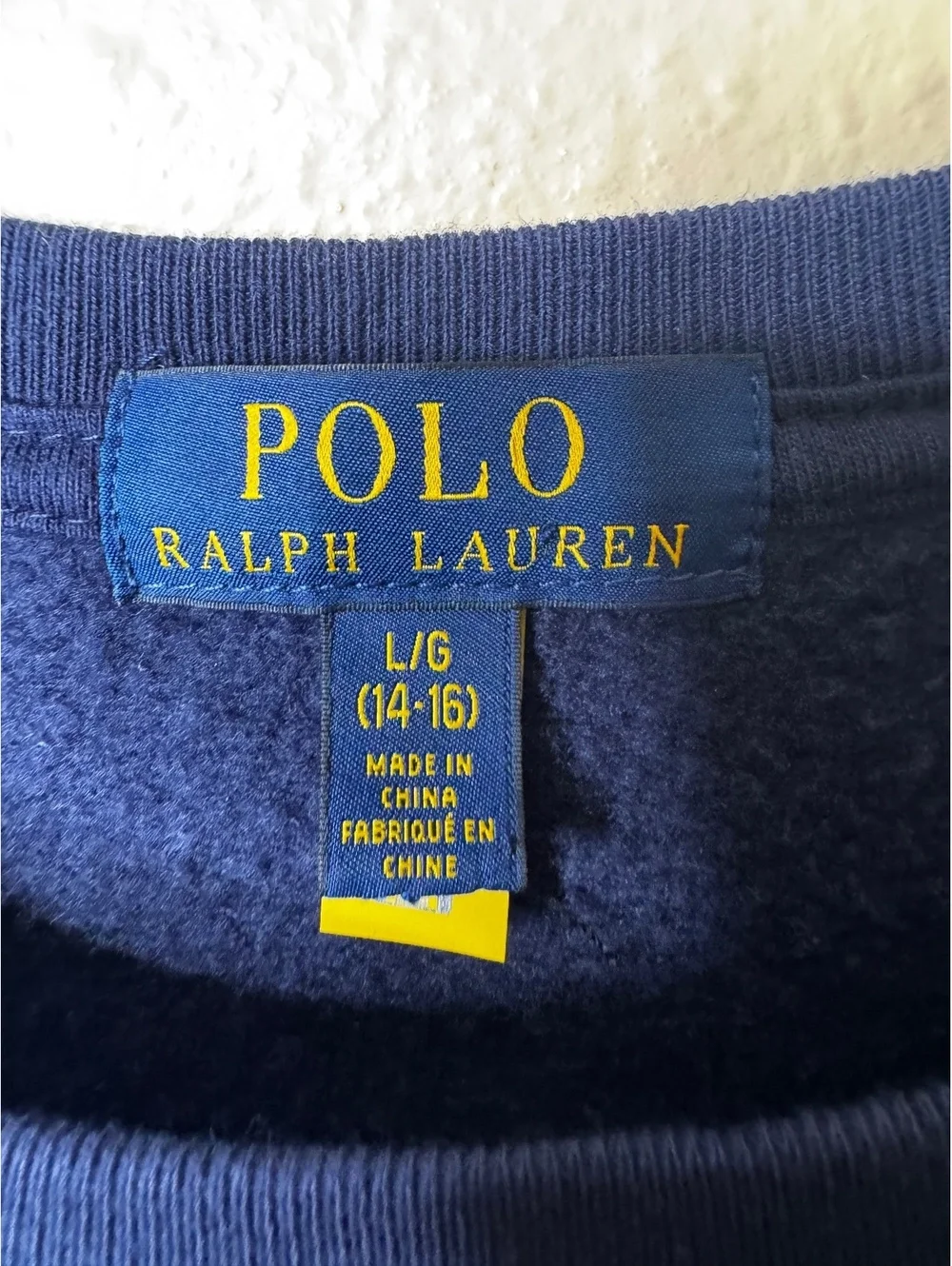 Polo Ralph Lauren Boys L 14-16 Blue Crewneck Sweatshirt Red Pony Logo